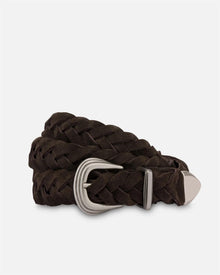 John dark brown suede belt