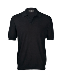 Tennis Polo i Silke og Bomull - Sort