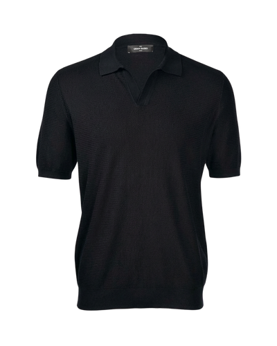 Tennis Polo i Silke og Bomull - Sort