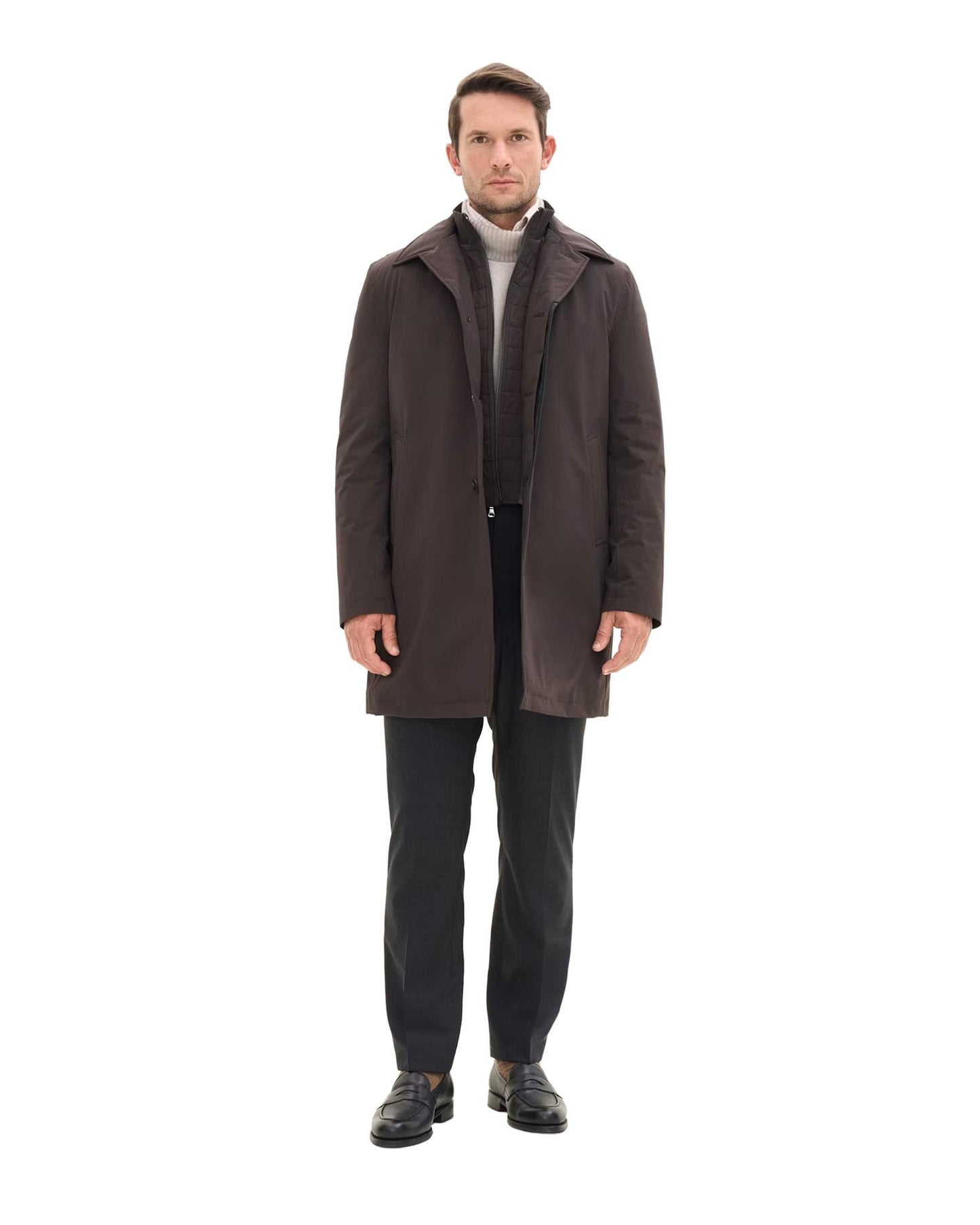 Zipped Padded Car Coat – Terra Brown