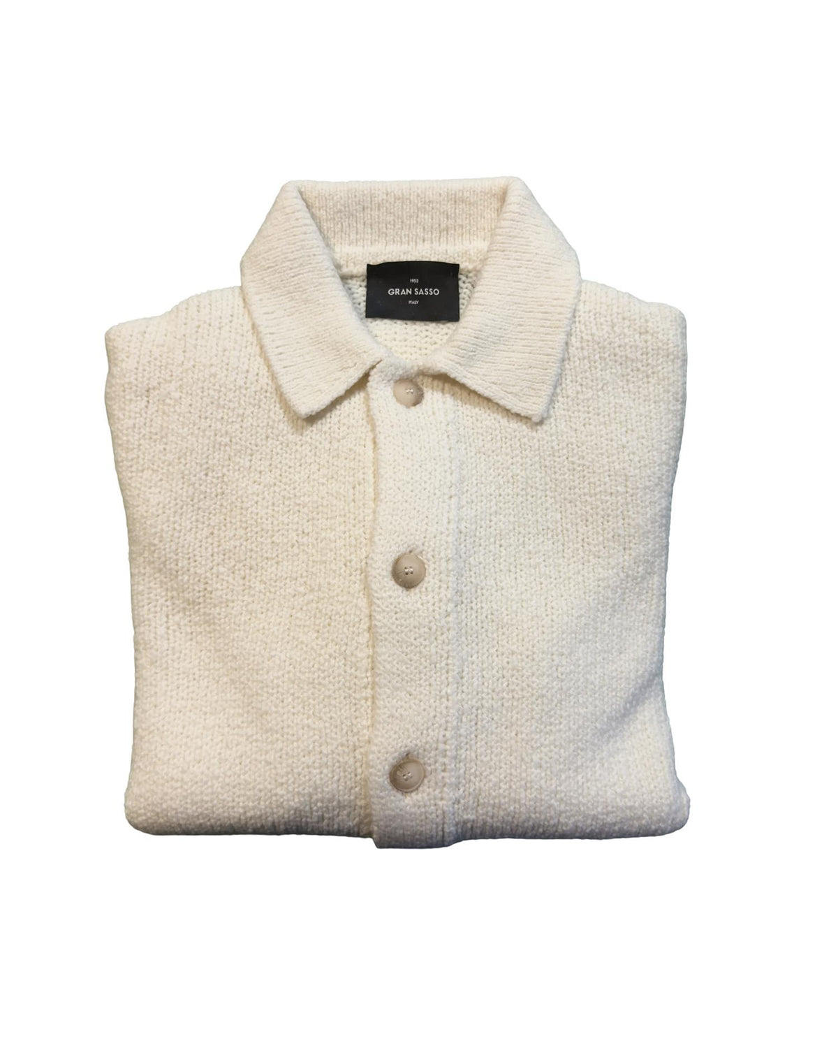 Knitted Wool Cardigan Shirt – Off-White