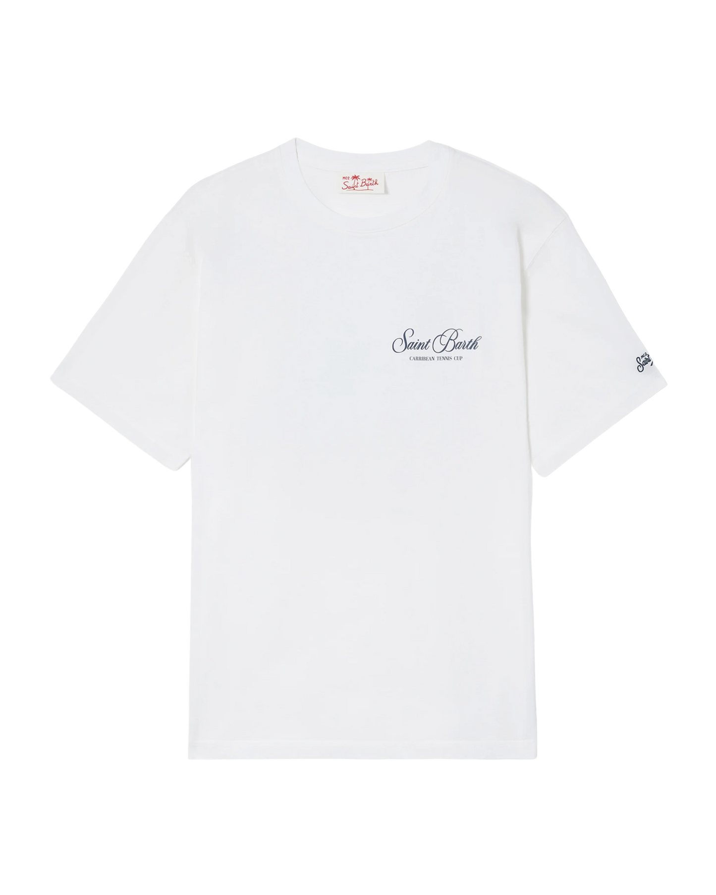 White Portland t-shirt with Caribbean Tennis Cup print