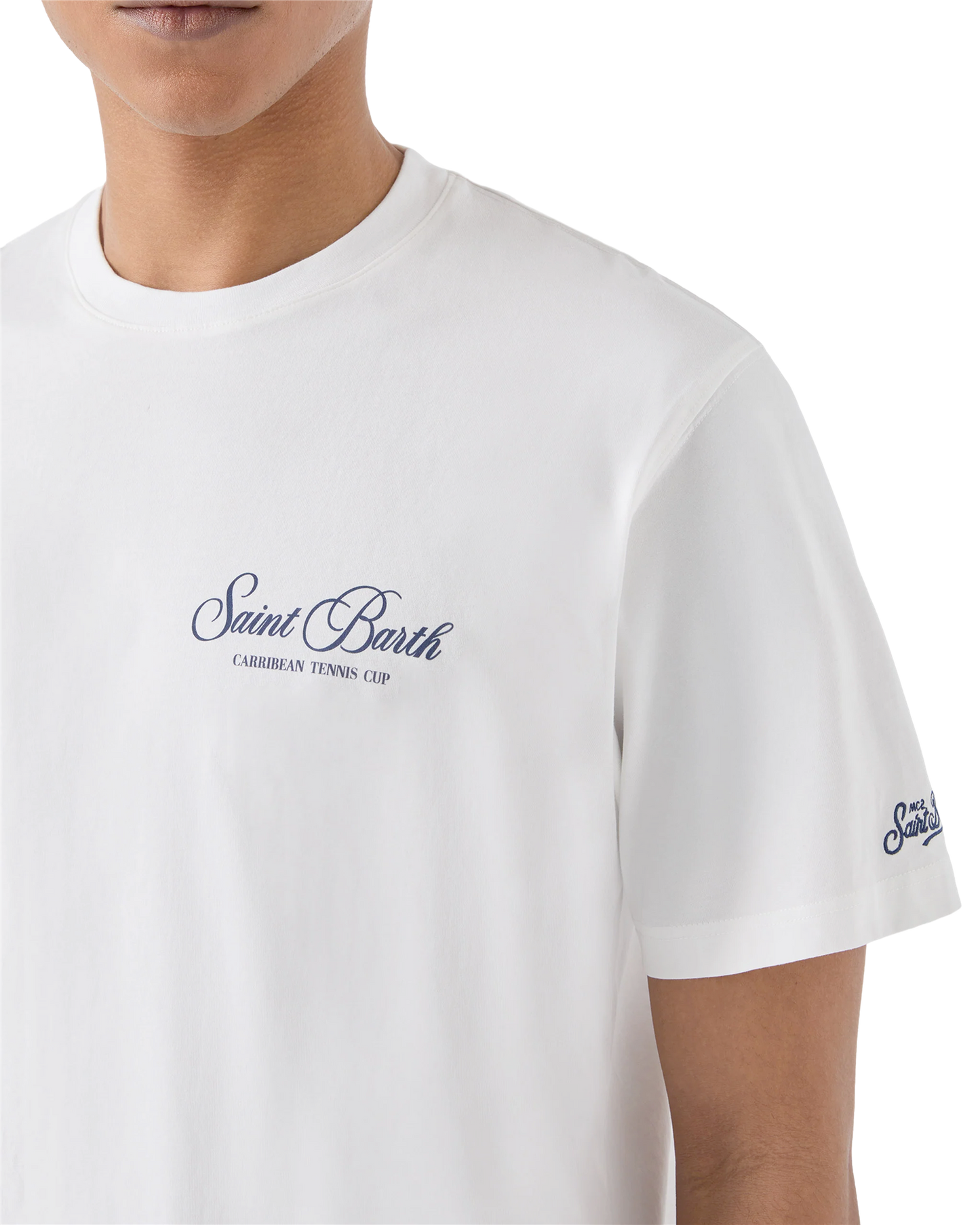 White Portland t-shirt with Caribbean Tennis Cup print