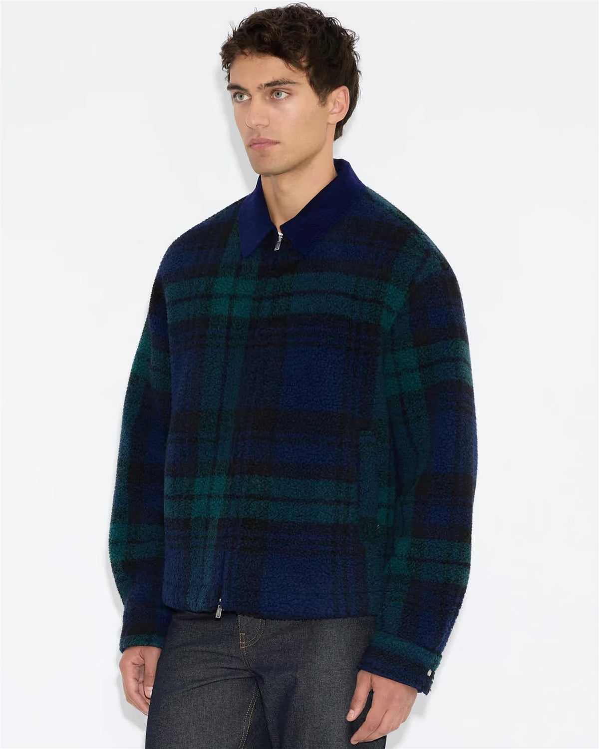 Elix Fleece Overshirt - Navy Check