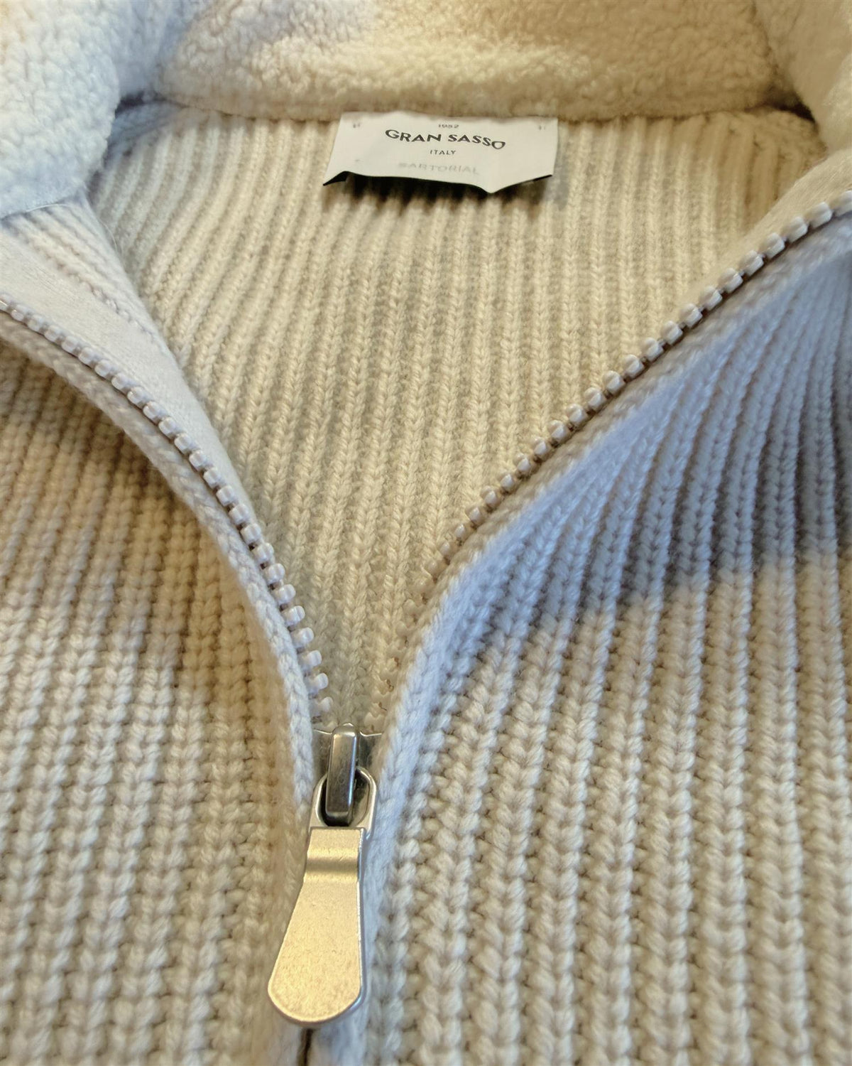 Jacket Zip med Ullkrage - Beige