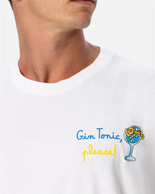 Man cotton t-shirt with Gin Tonic, please! embroidery