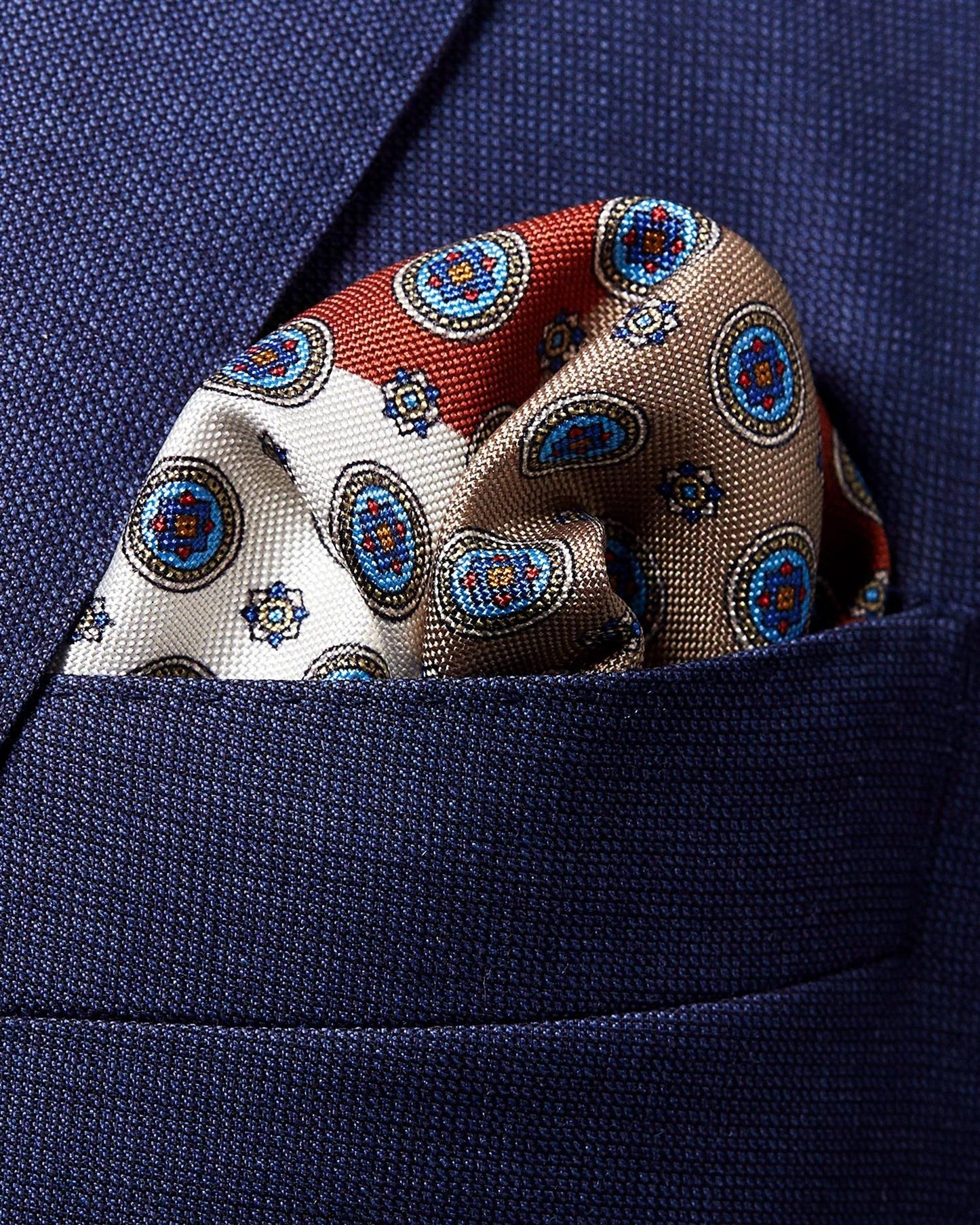 Brown Silk Pocket Square – Four Squares