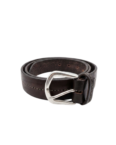 Double-Stitched Leather Belt – Dark Brown