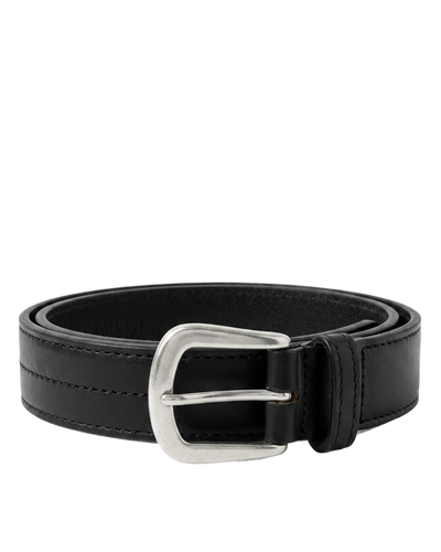 Double-Stitched Leather Belt – Black