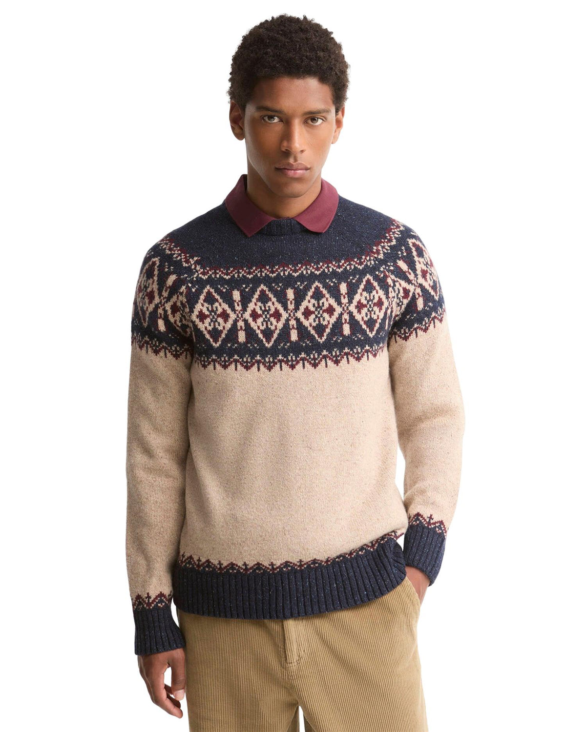 Tisbury Fair Isle Crew Neck Jumper – Navy