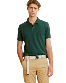 Men’s stretch piqué polo with sleeve number – Ray