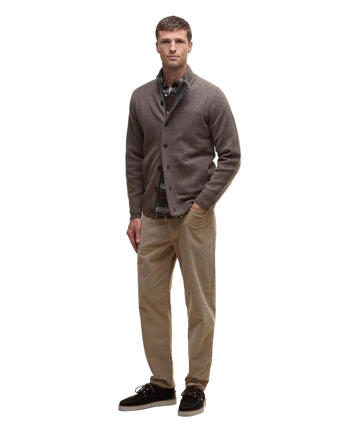 Essential Elbow-Patch Cardigan - Dark Stone