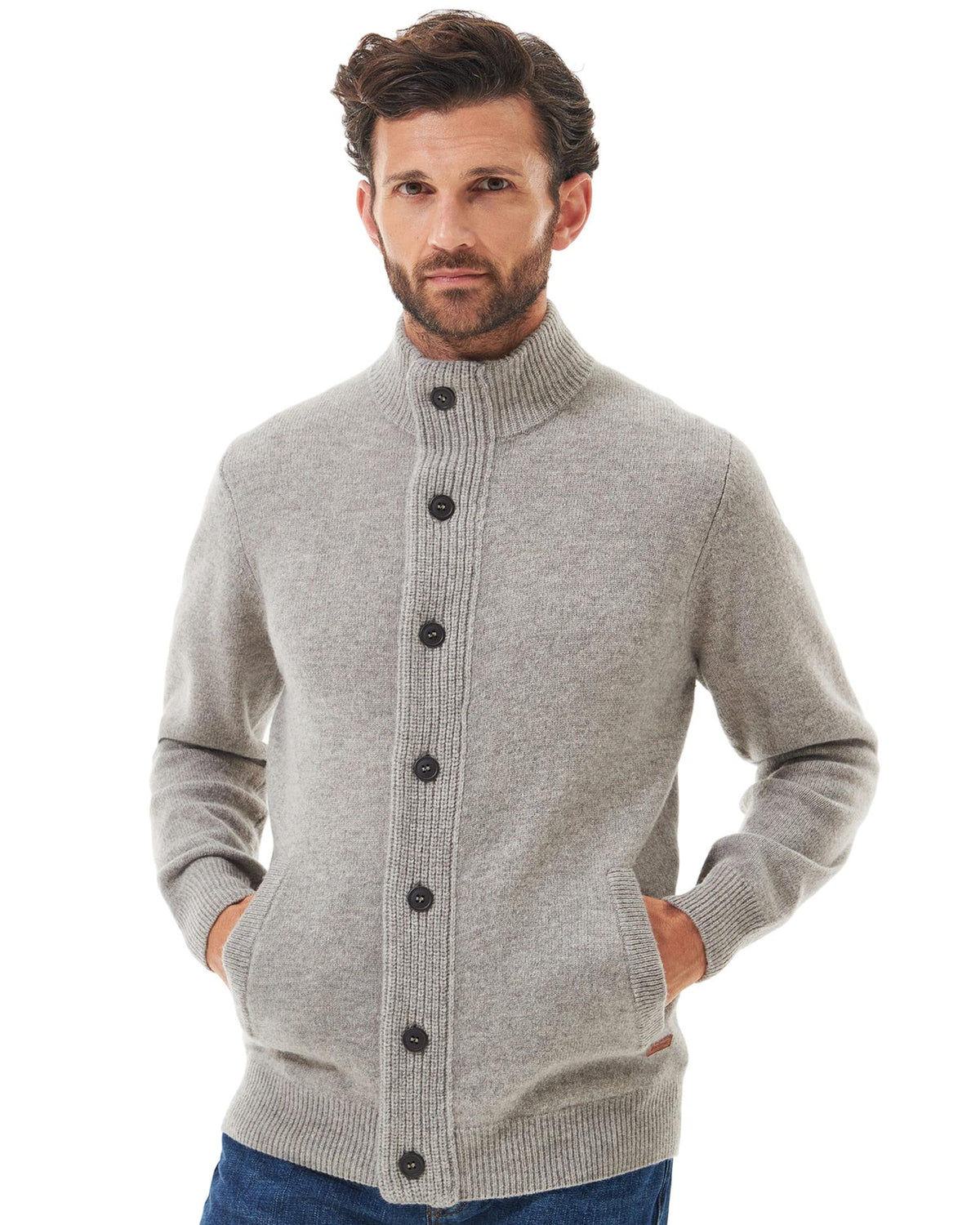 Essential Elbow-Patch Cardigan - New Stone
