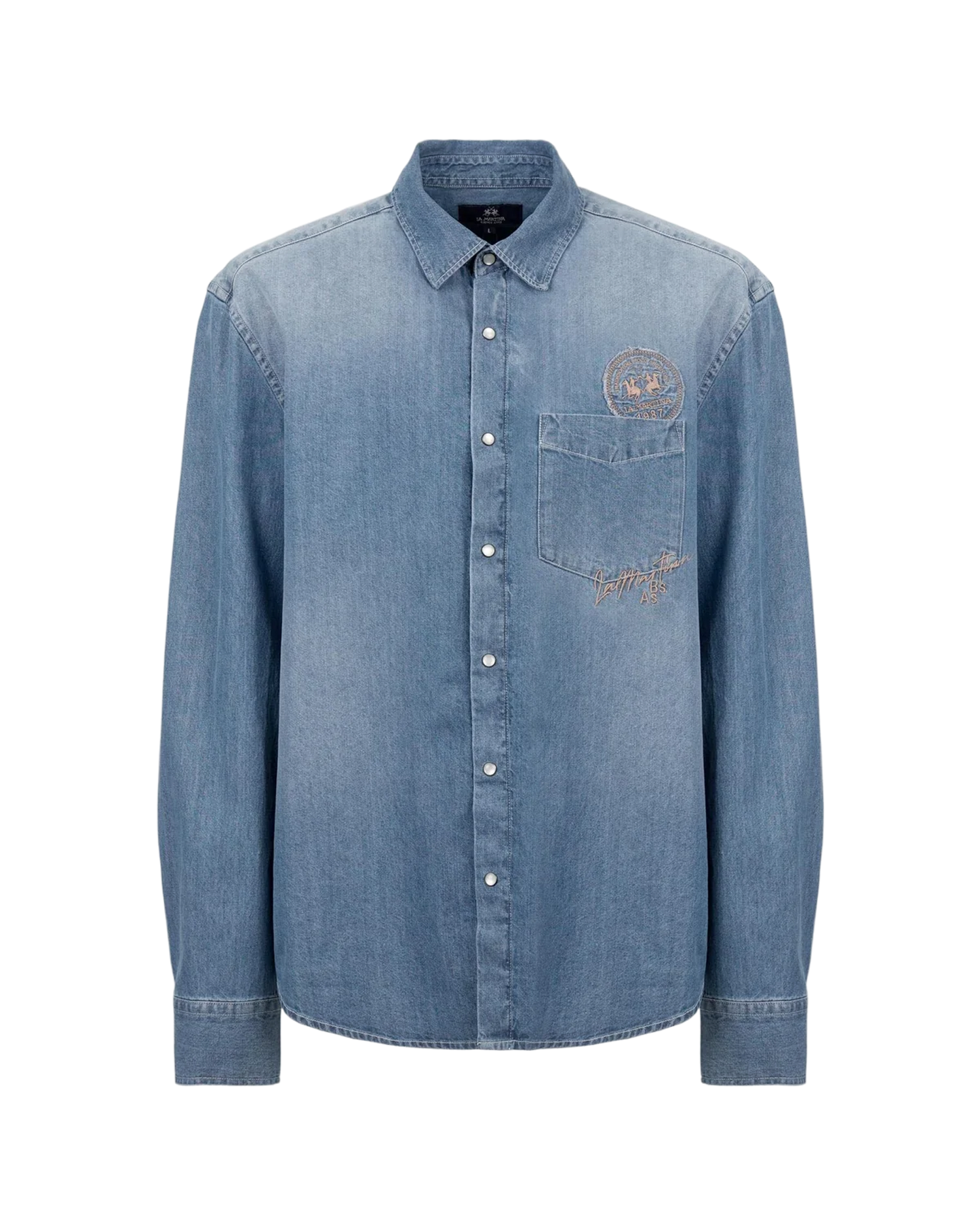 Men’s shirt in bleached denim with faded effect modern fit – Curtis