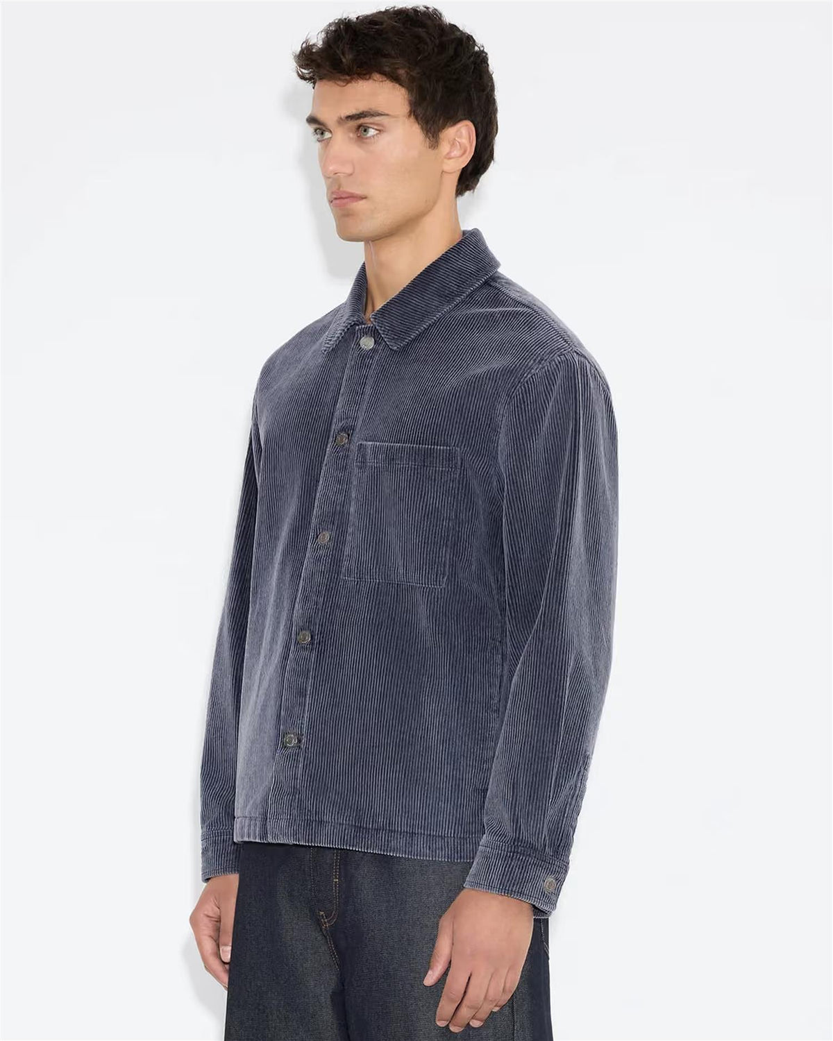 Leaf Relaxd Cord Overshirt Navy