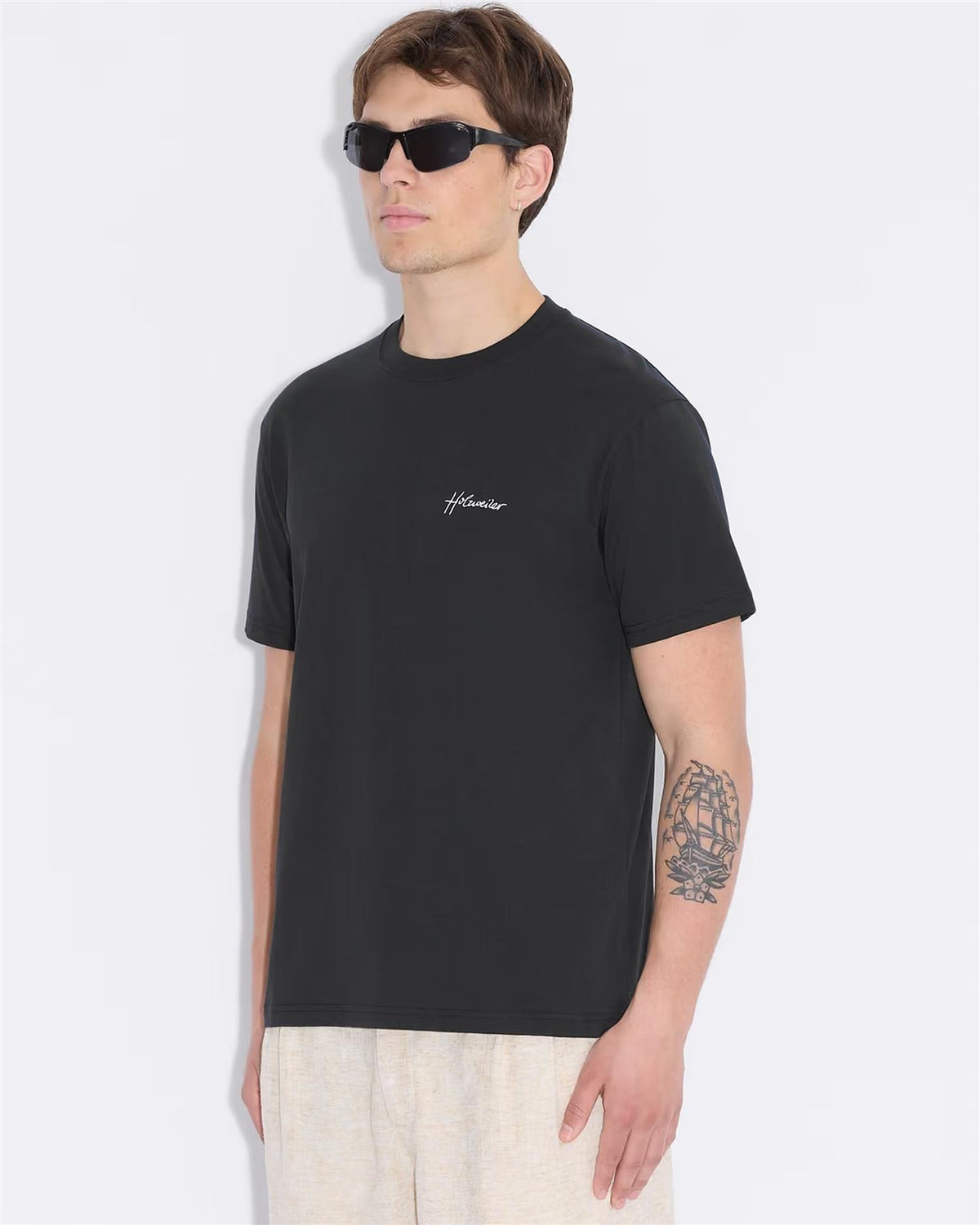 Tucker Embroidery Tee – Black