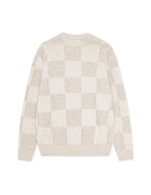 Check Knit Eggnog White