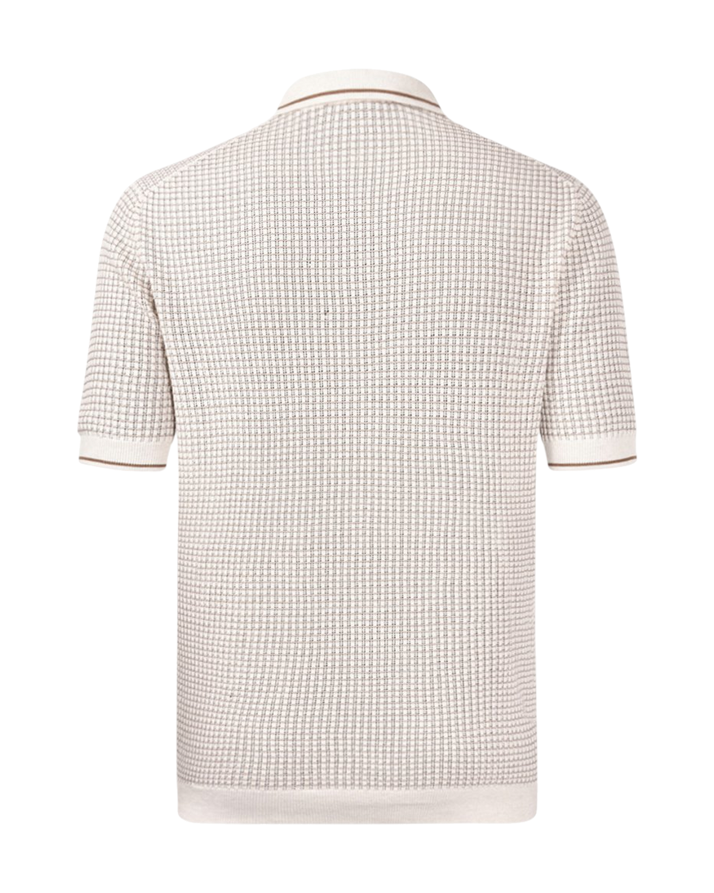 Openwork Stitch Bicolor Knit Skipper Polo - Beige