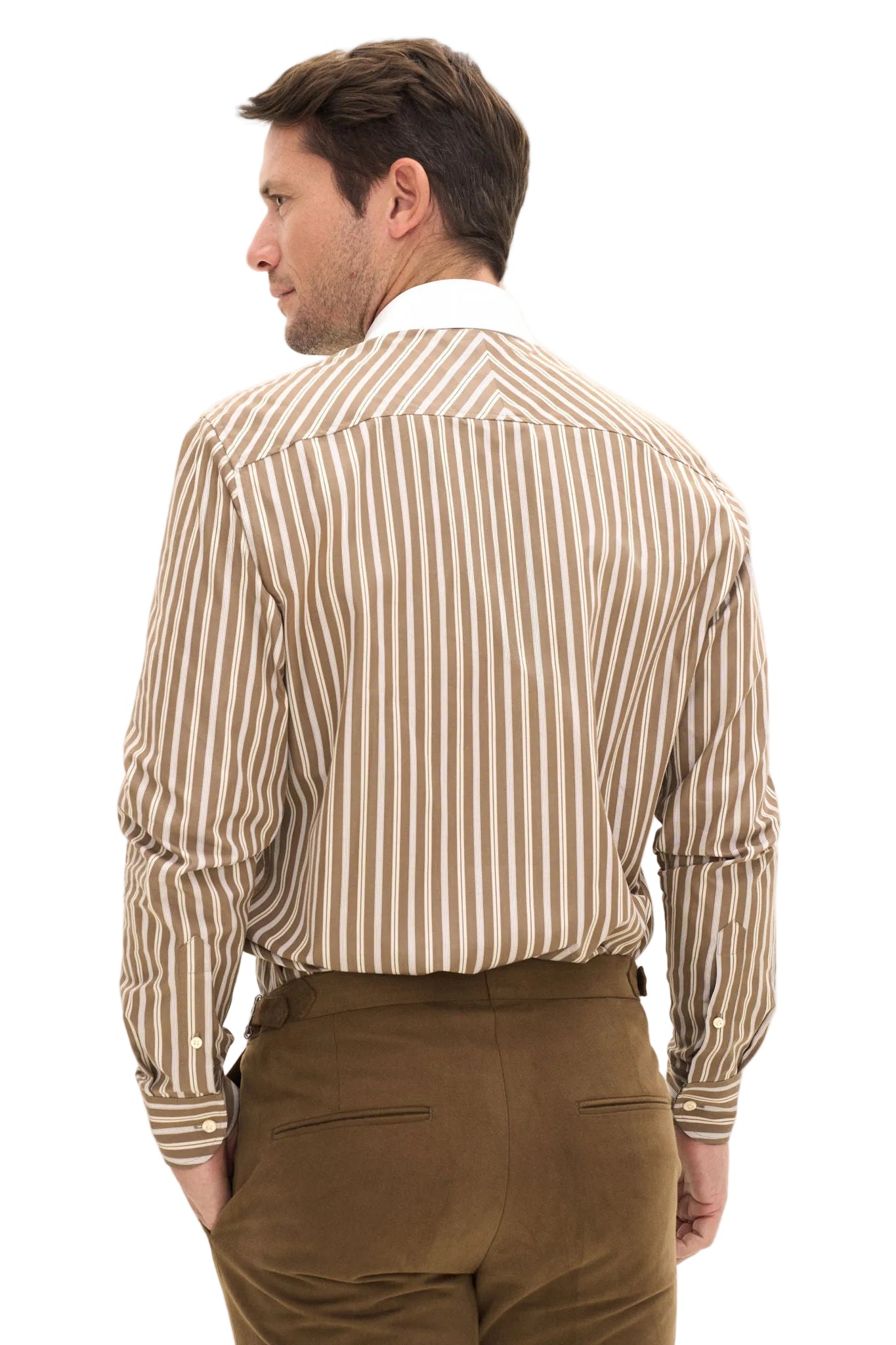 Reg Fit Turn Down Multistripe Shirt Barque Brown