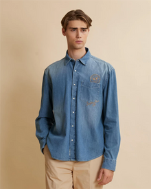 Men’s shirt in bleached denim with faded effect modern fit – Curtis