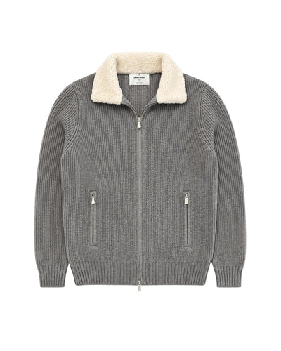 Jacket Zip med Ullkrage - Grå