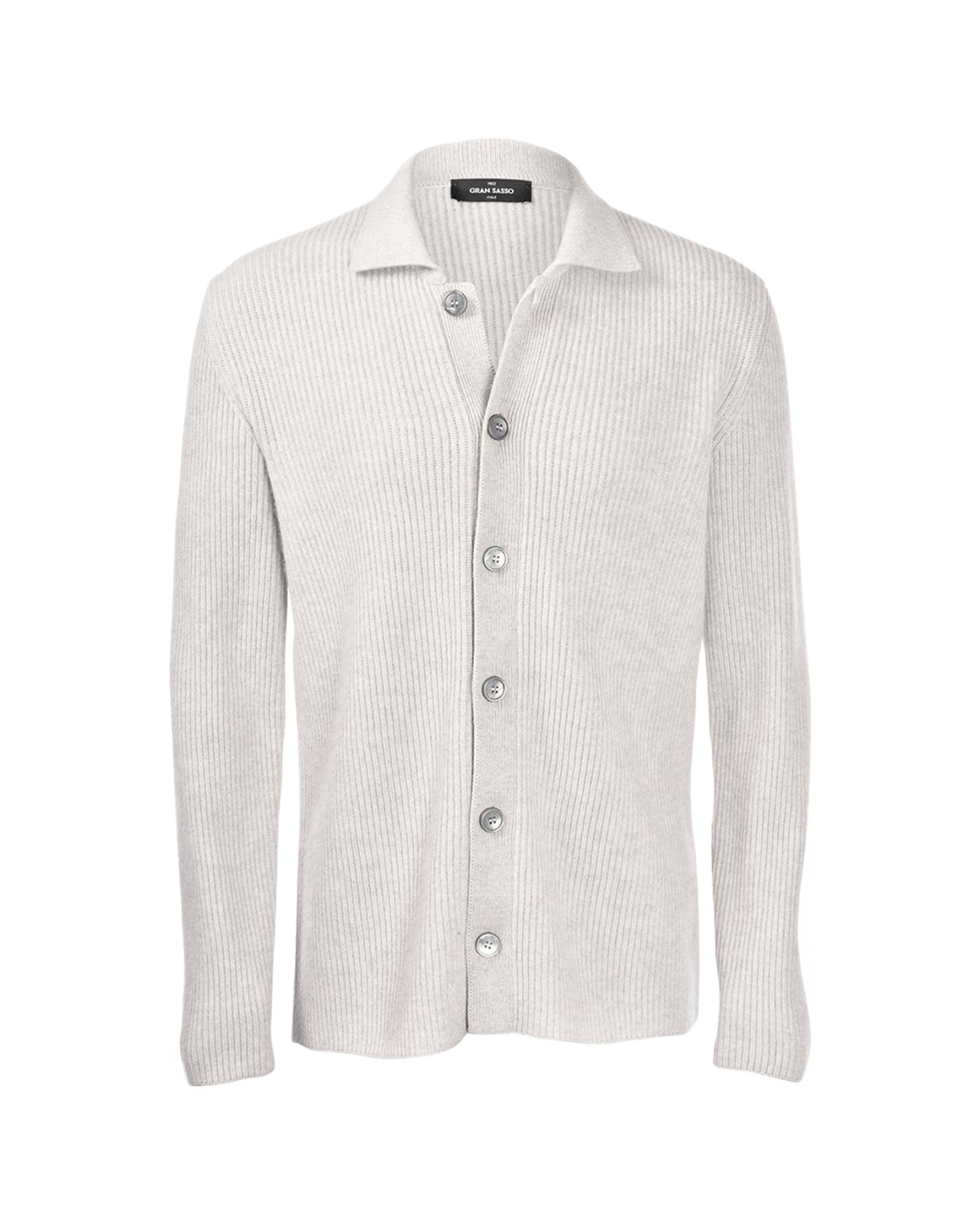 Ribbestrikket Cardigan m/ knapper - Light Grey