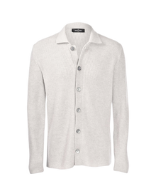 Ribbestrikket Cardigan m/ knapper - Light Grey