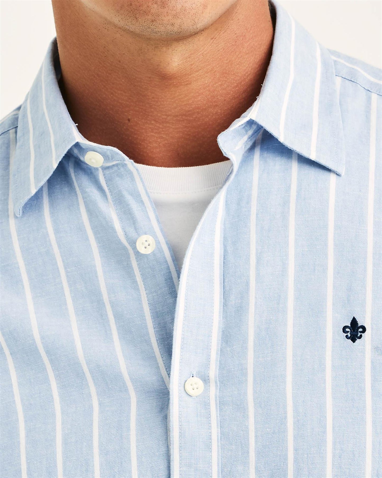 Douglas Linen Mix Stripe Shirt – Light Blue