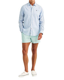 Douglas Linen Mix Stripe Shirt – Light Blue