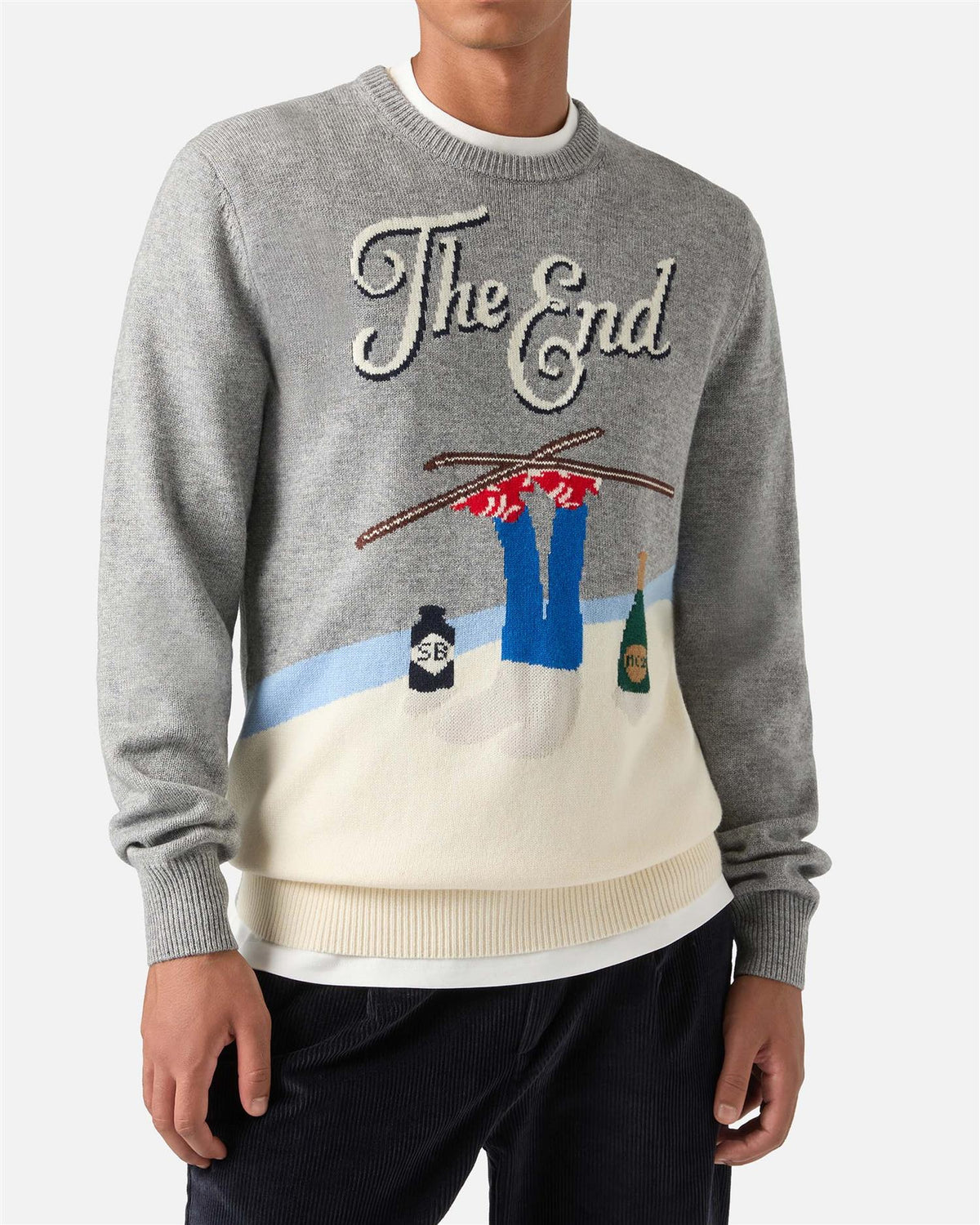 Heron Crewneck Knit The End – Grey Melange