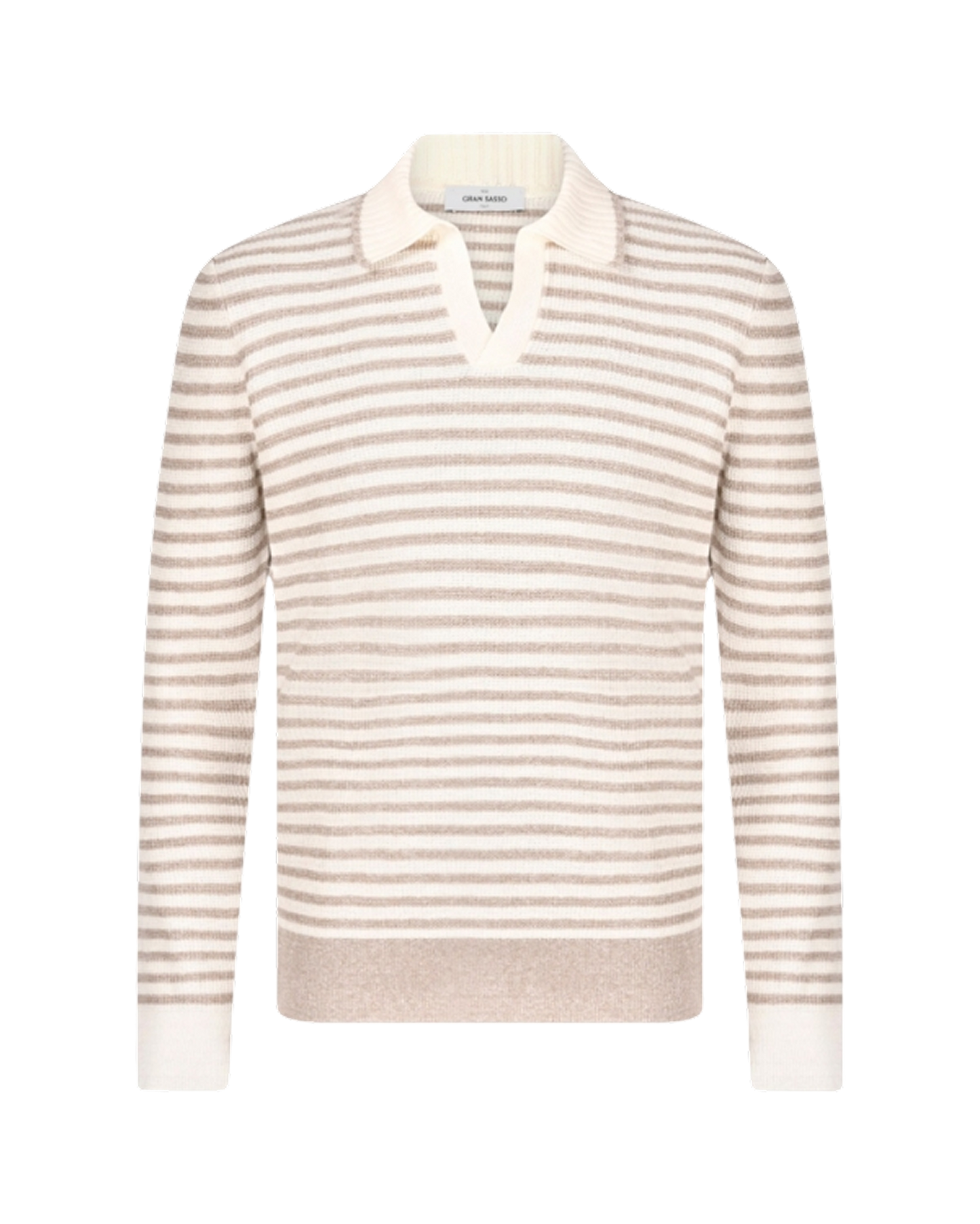 Striped knit skipper polo shirt