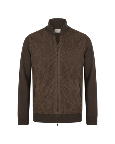 Organic cotton and Alcantara jacket - Brown