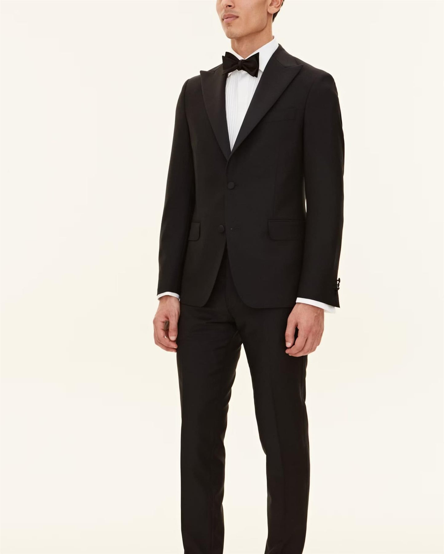 Slim Fit Microstructure Smokingbukser (Modell: Denz | 100% Ull)