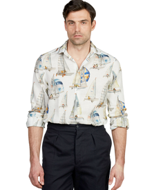 White Patterned Linen Shirt