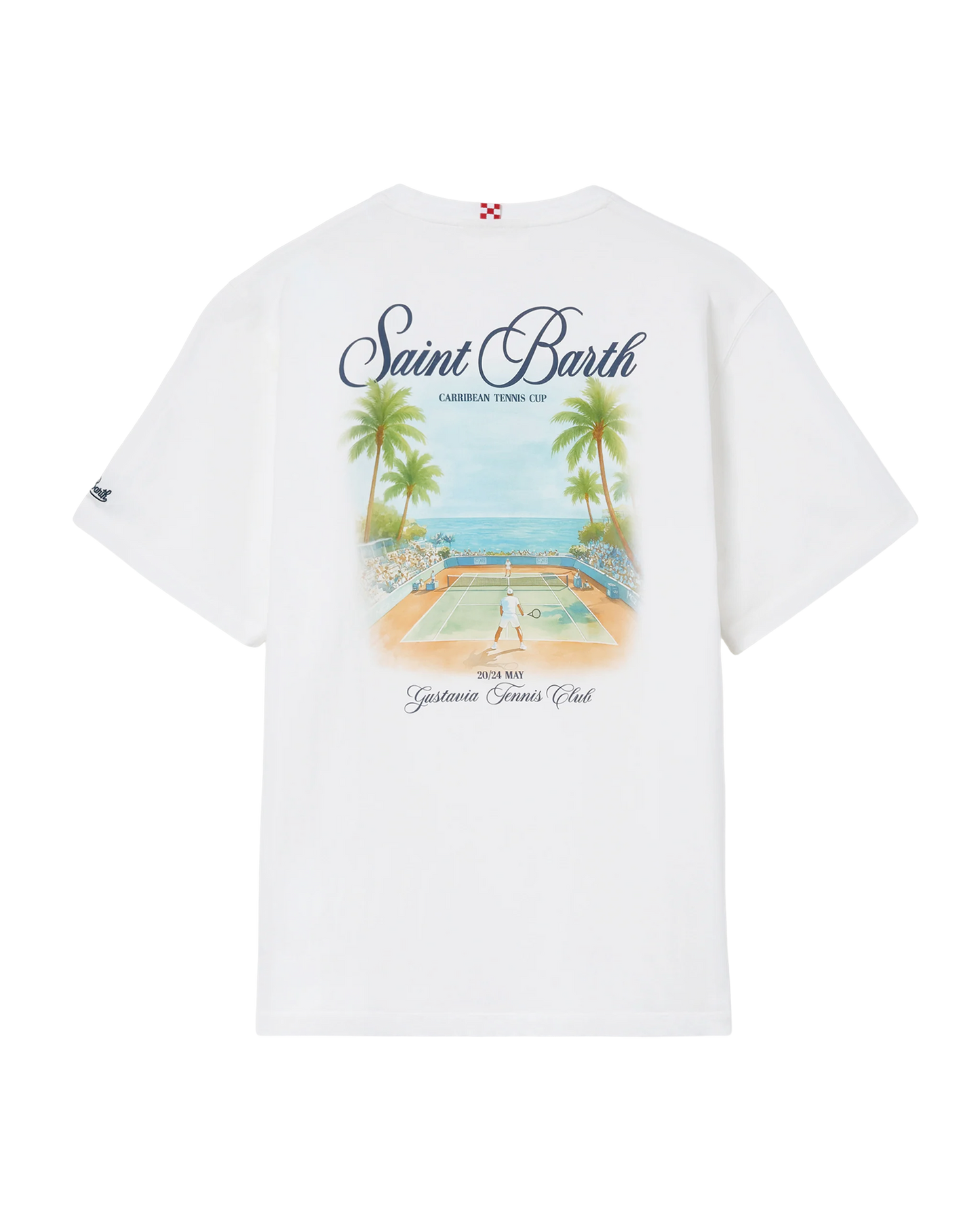 White Portland t-shirt with Caribbean Tennis Cup print