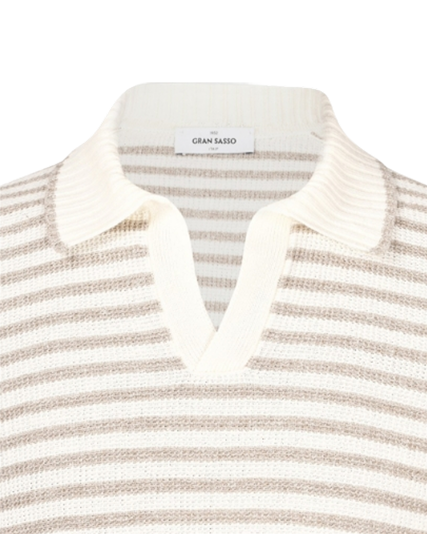 Striped knit skipper polo shirt