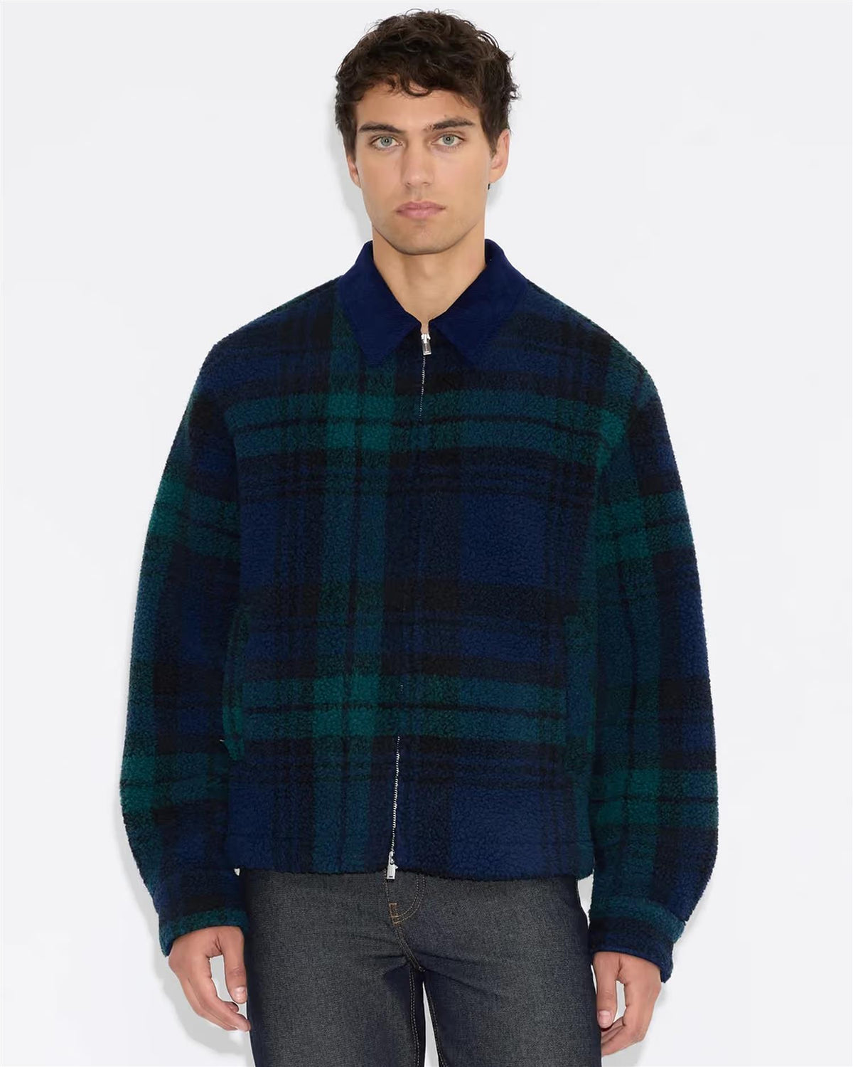Elix Fleece Overshirt - Navy Check