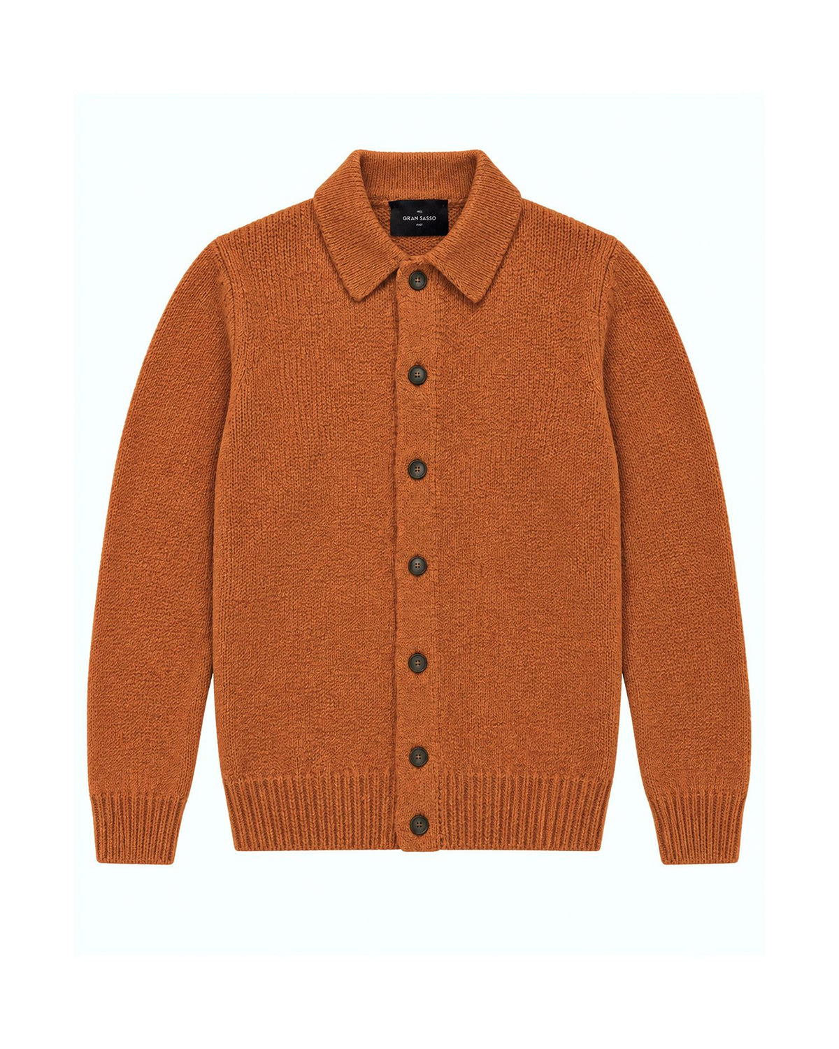Knitted Wool Cardigan Shirt – Orange