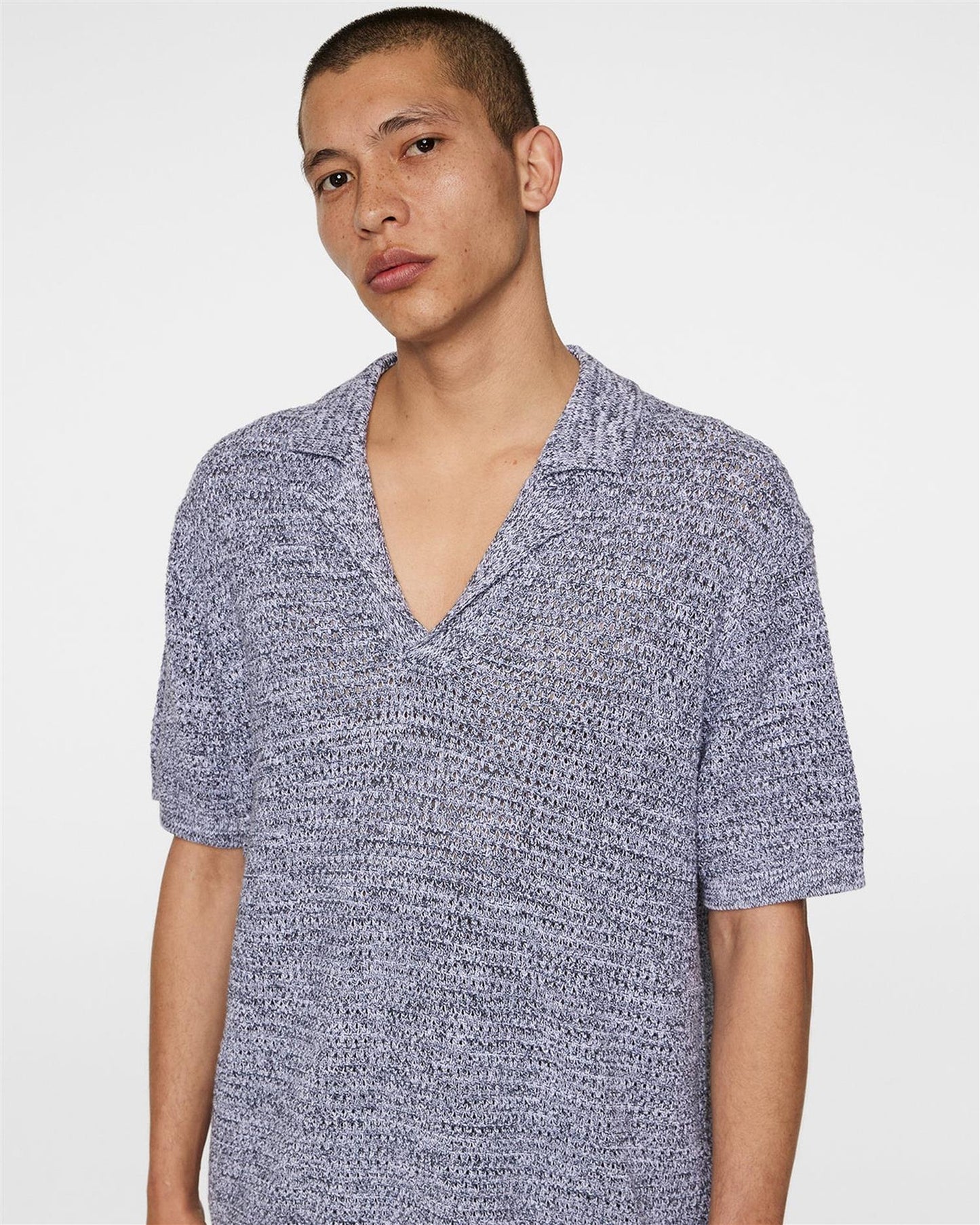 Ethan Open Collar Knit Polo