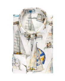 White Patterned Linen Shirt