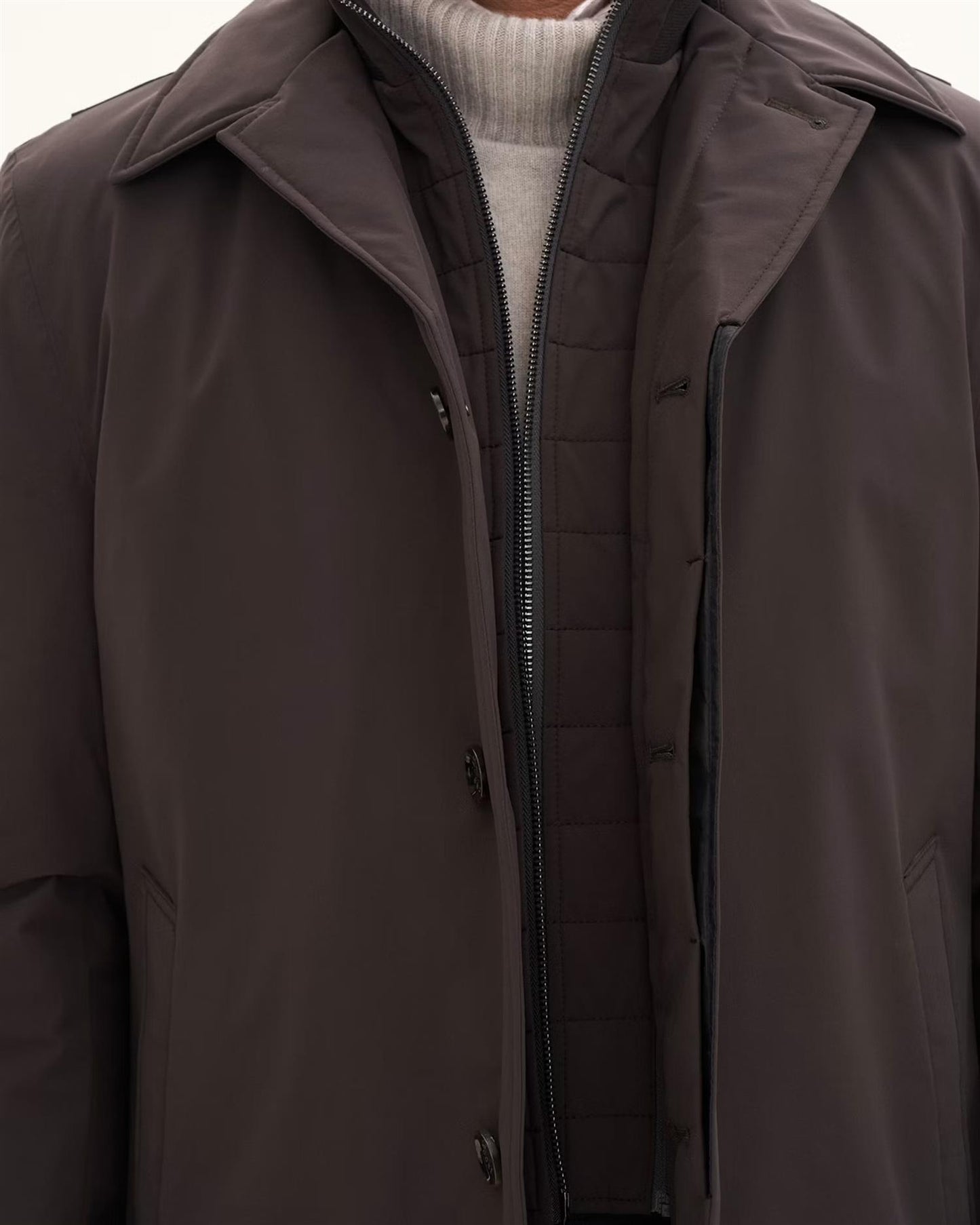 Zipped Padded Car Coat – Terra Brown