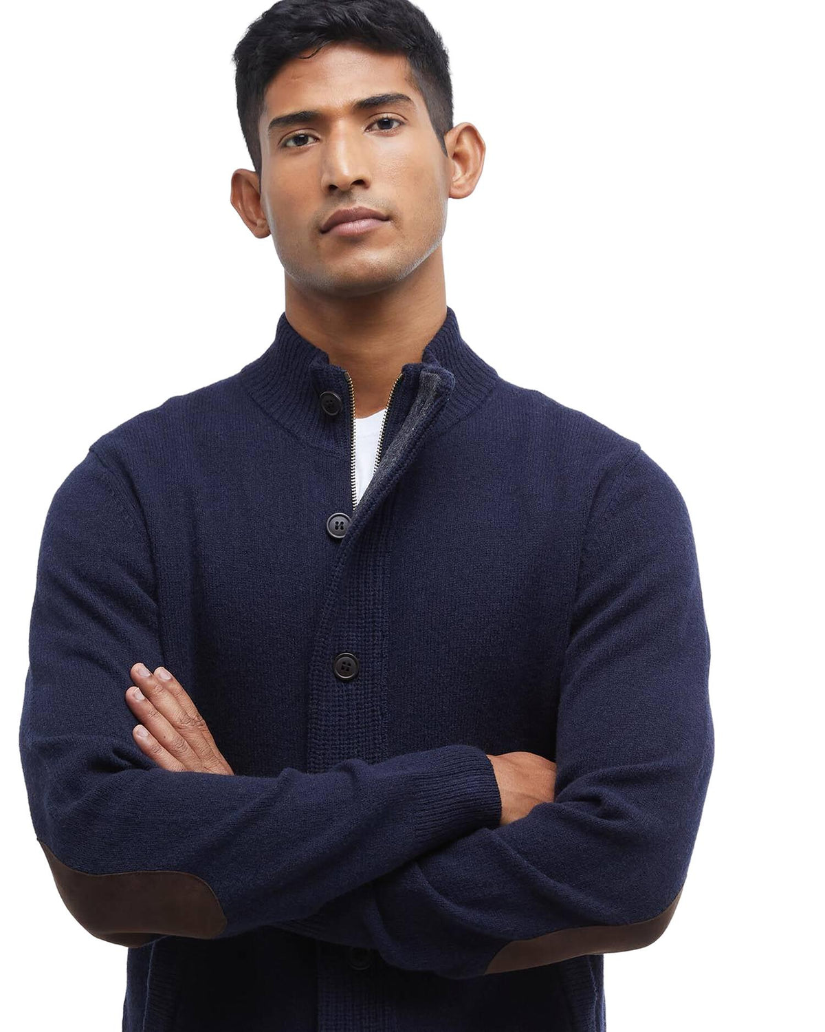 Essential Elbow-Patch Cardigan – Classic Navy