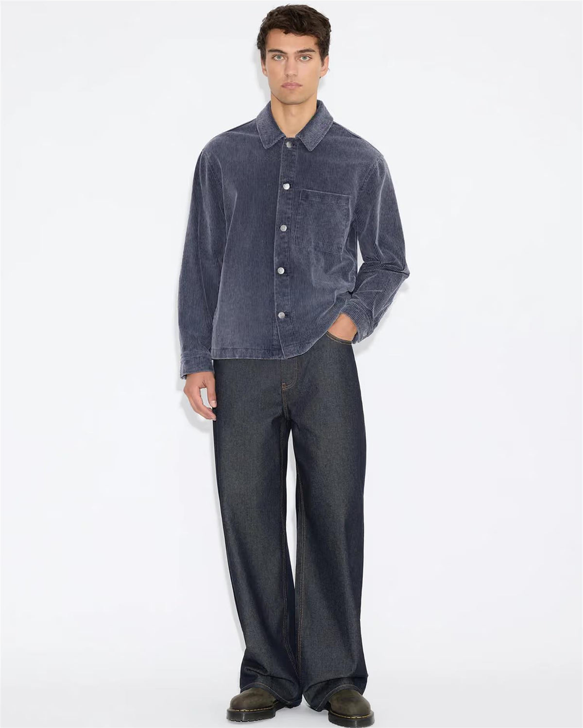 Leaf Relaxd Cord Overshirt Navy