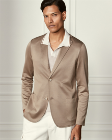 Openwork Stitch Bicolor Knit Skipper Polo - Beige