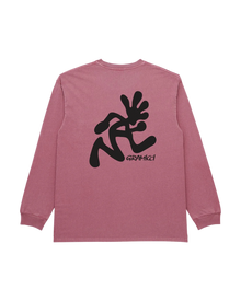 Running Man L/S Tee Pigment Dyed - Red Pigment