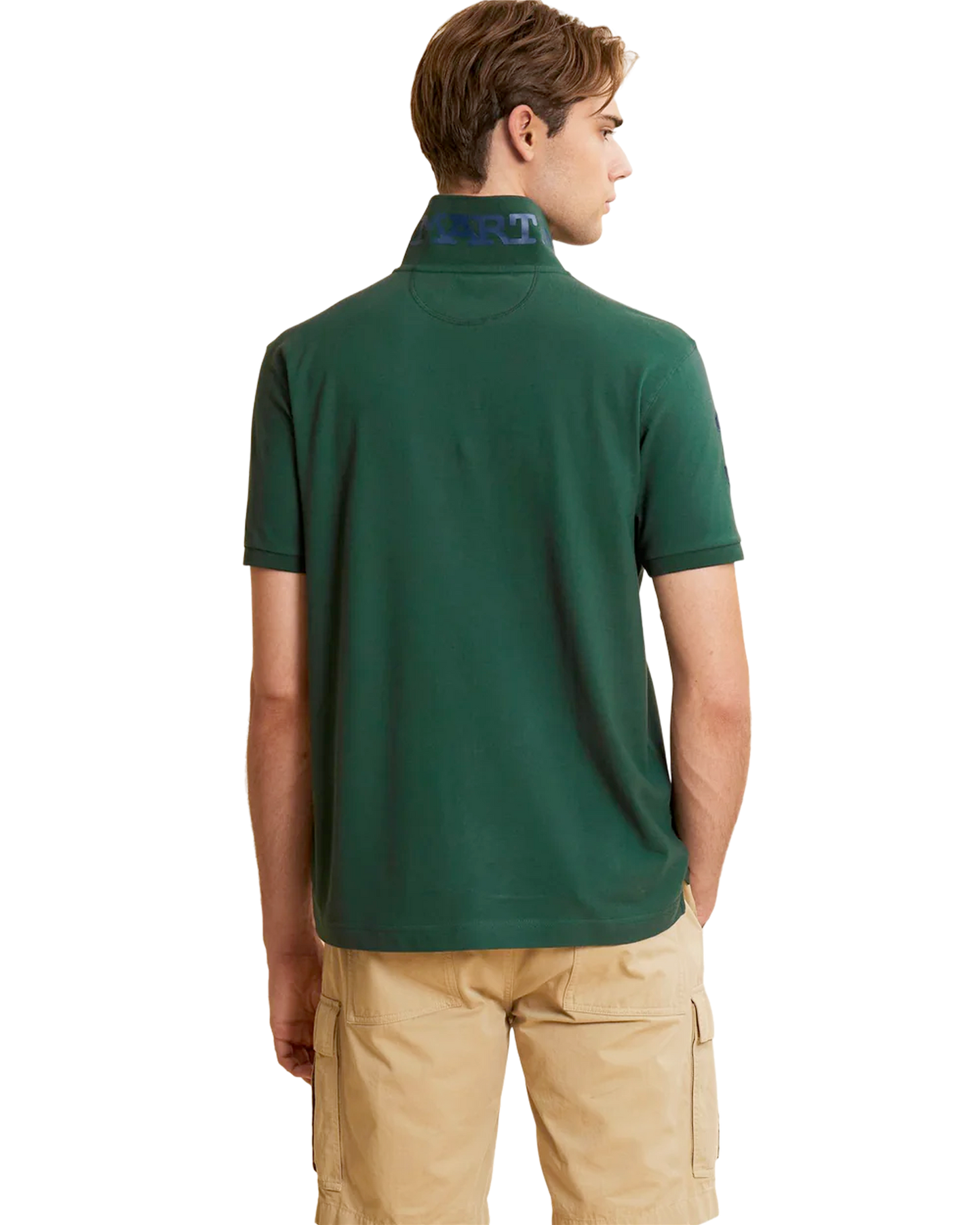 Men’s stretch piqué polo with sleeve number – Ray