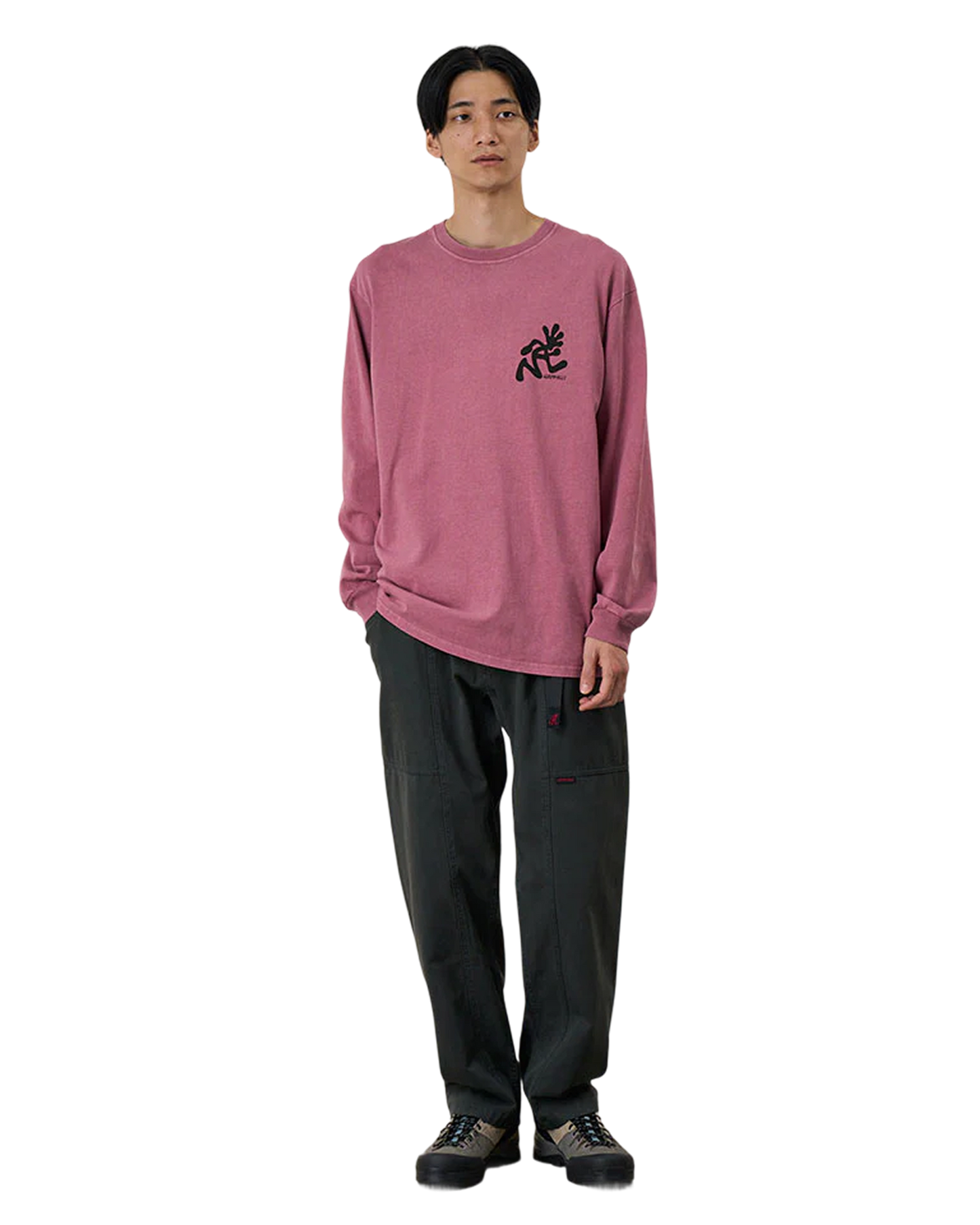Running Man L/S Tee Pigment Dyed - Red Pigment
