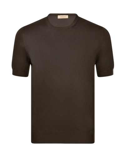 Organic cotton knit t-shirt - Brown