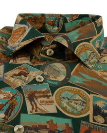 Grønn mønstret twillskjorte