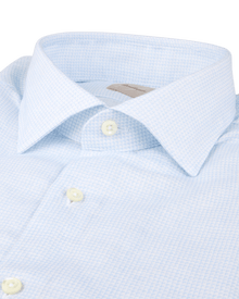 Light blue Checked Linen/Lyocell Shirt